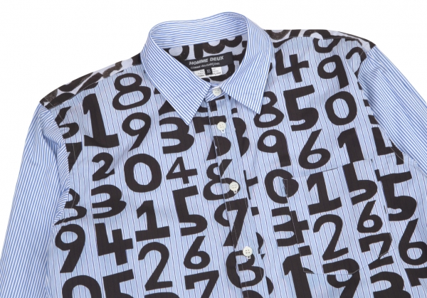 COMME des GARCONS HOMME DEUX Numbers Printed Shirt Sky blue XS 
