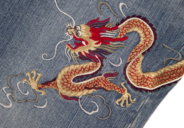 VIVIENNE TAM Dragon Embroidery Jeans Indigo 1 | PLAYFUL
