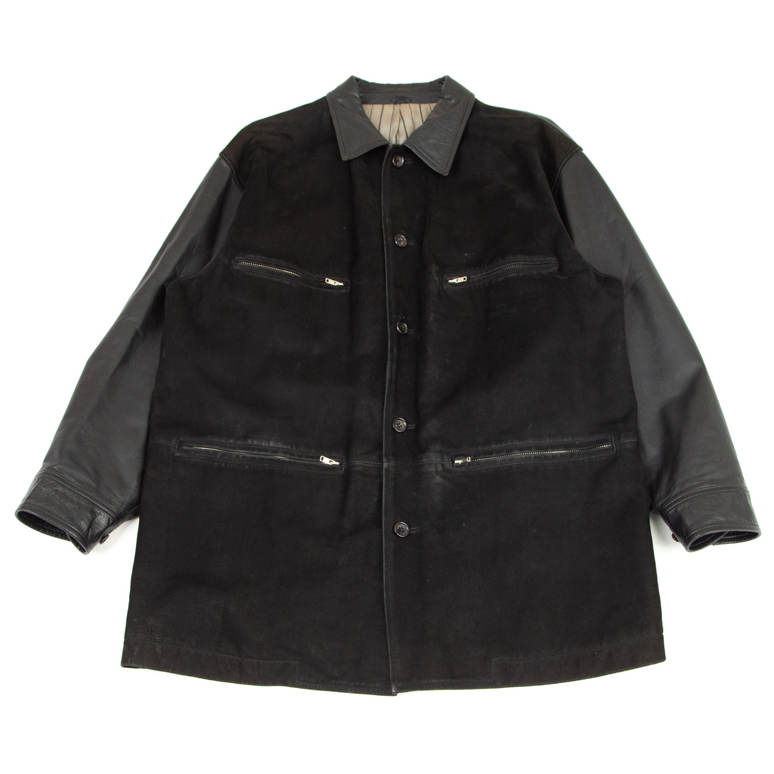 54cmCOMME des GARCONS HOMME レザー切り替え　ジャケット