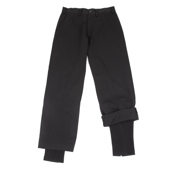 Y's Detachable Hem Knit Layered Pants (Trousers) Black 2 | PLAYFUL