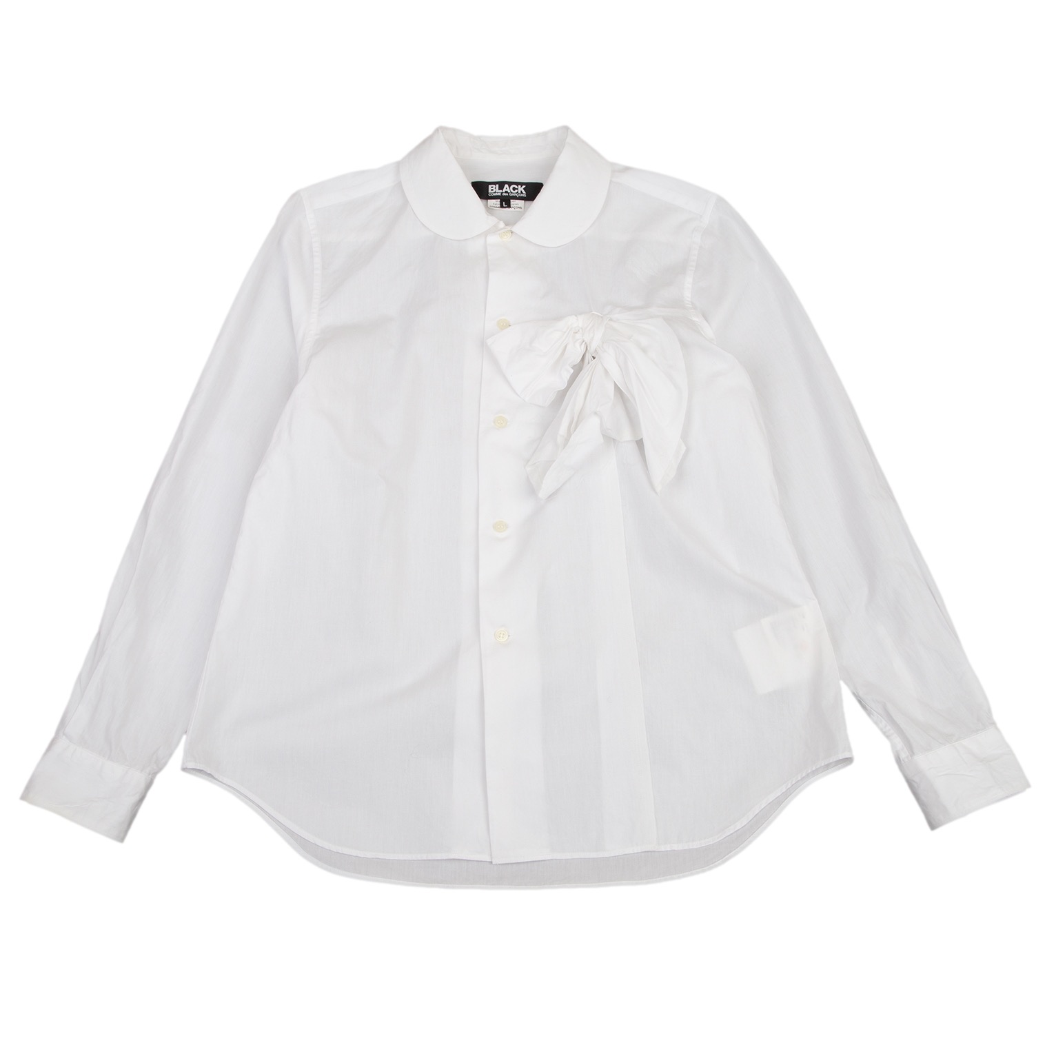 色ホワイトBLACK COMME des GARCONS 丸襟 シャツ コムデギャルソン