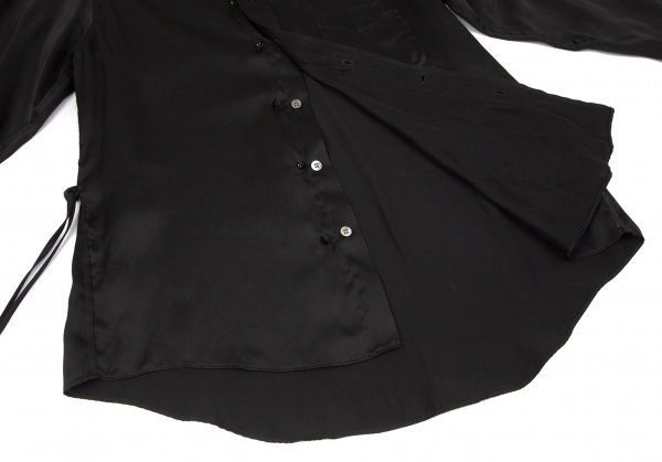 SOSHIOTSUKI Cotton Satin Long Sleeve Shirt Black 44 | PLAYFUL