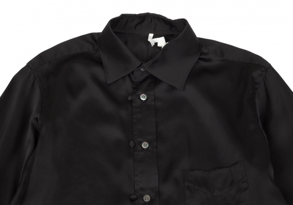 SOSHIOTSUKI Cotton Satin Long Sleeve Shirt Black 44 | PLAYFUL