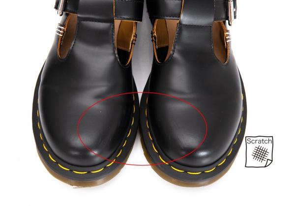 Y's Dr Martens POLLEY T-BAR STRAP Leather Shoes Black US 7 | PLAYFUL