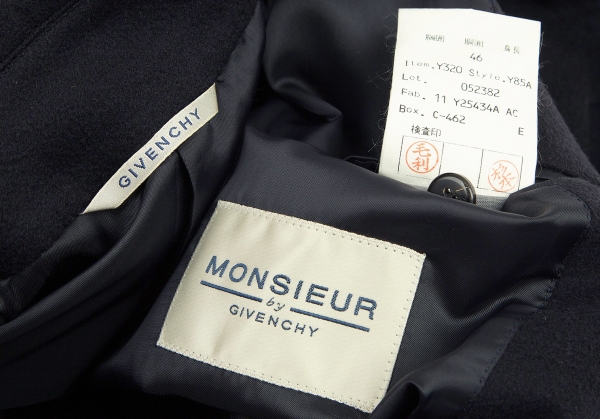GIVENCHY MONSIEUR Cashmere Stand Fall Collar Coat Charcoal 46 | PLAYFUL