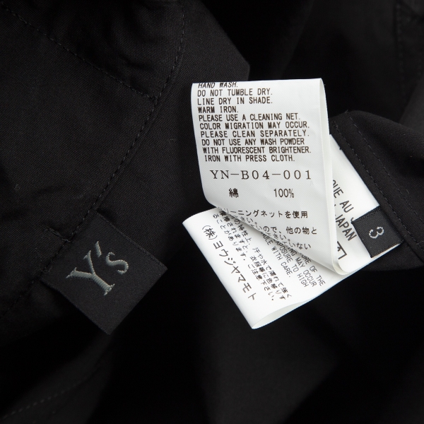 ワイズY's コットンブロードダブルカラーシャツ 黒3