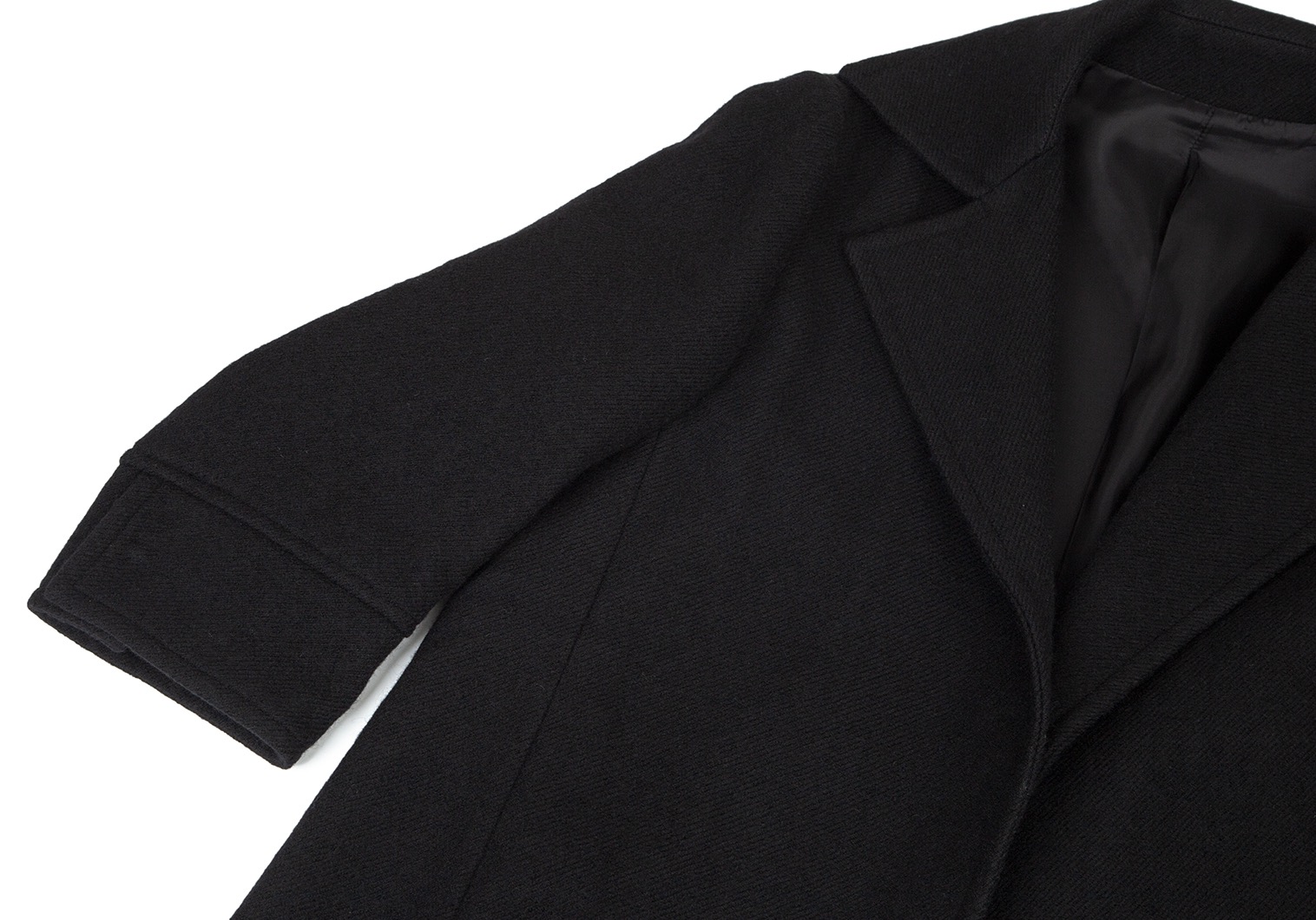 ワイズY's ウールメルトン7分袖ロングコート 黒3