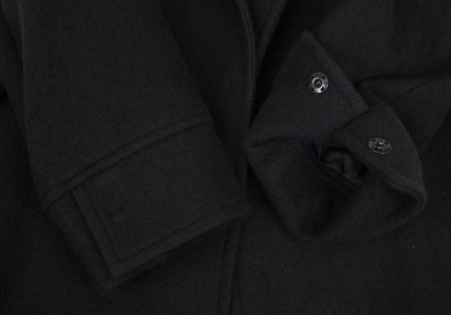 ワイズY's ウールメルトン7分袖ロングコート 黒3