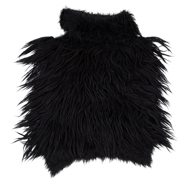 ISSEY MIYAKE Shaggy Fur High Neck Vest (Waistcoat) Black 2 | PLAYFUL