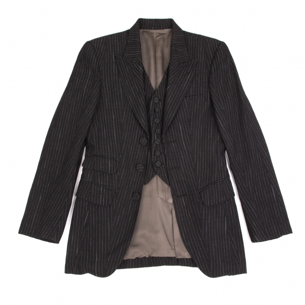 Jean-Paul GAULTIER HOMME Striped Jacquard Jacket & Pants Black 48 