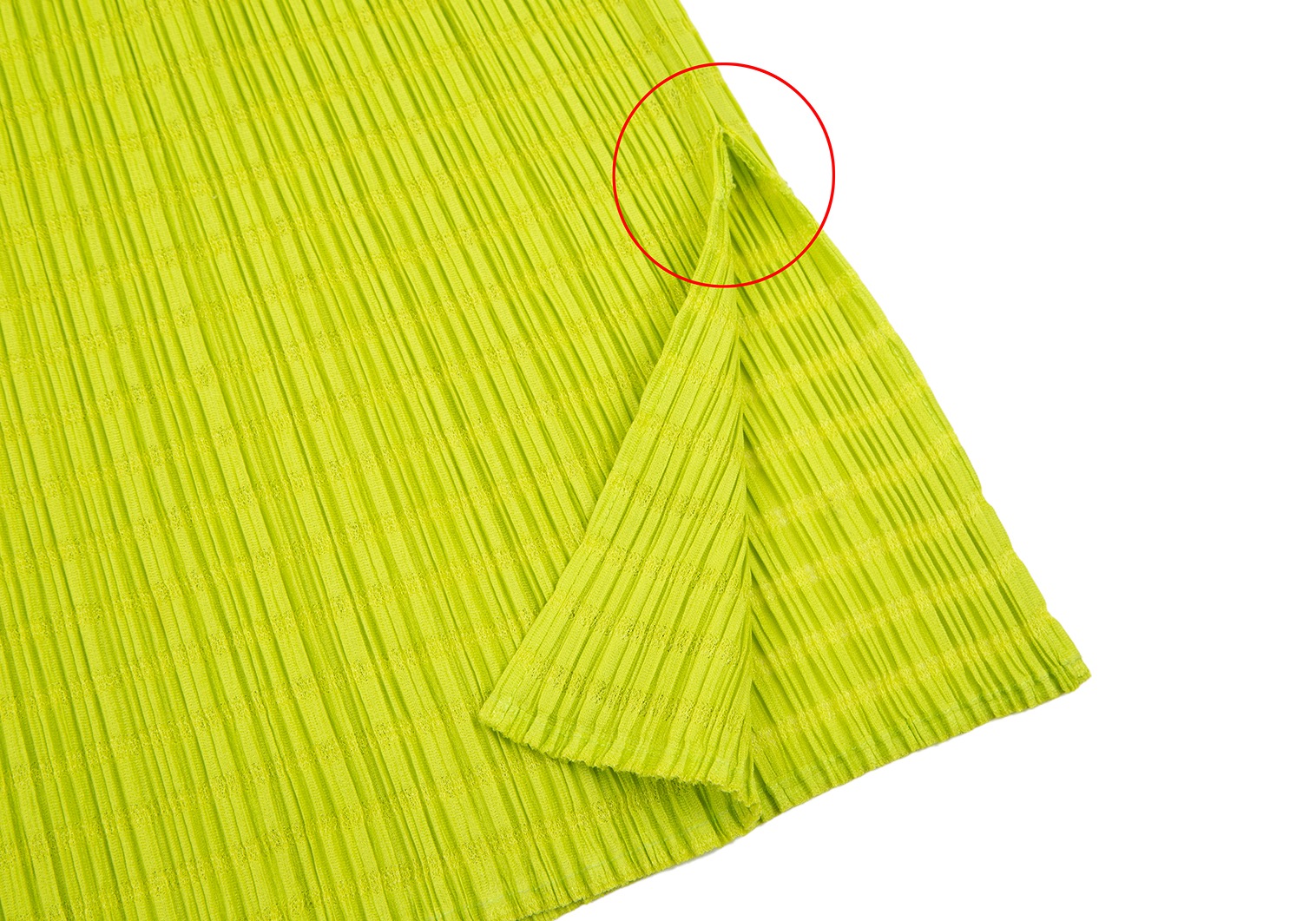 プリーツプリーズPLEATS PLEASE ボーダー織りミニスカート 黄緑F