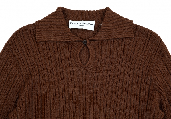 DOLCE & GABBANA With collar Rib Knit Sweater (Jumper) Brown 46