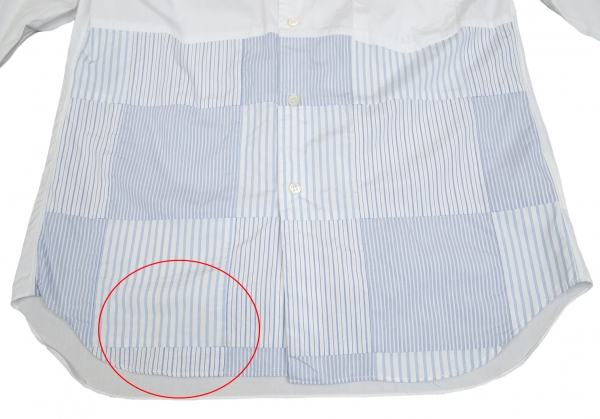 COMME des GARCONS HOMME DEUX Front Stripe Patchwork Shirt White S