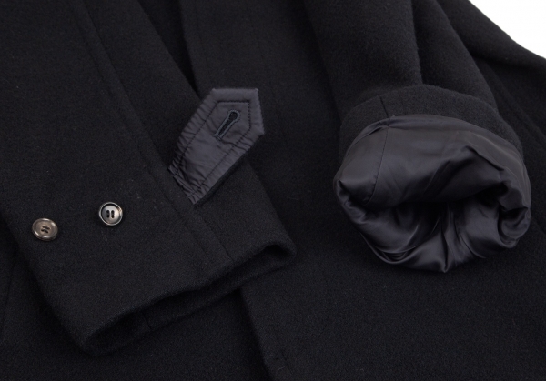 tricot COMME des GARCONS Melton Wool Balmacaan Coat Navy S-M | PLAYFUL