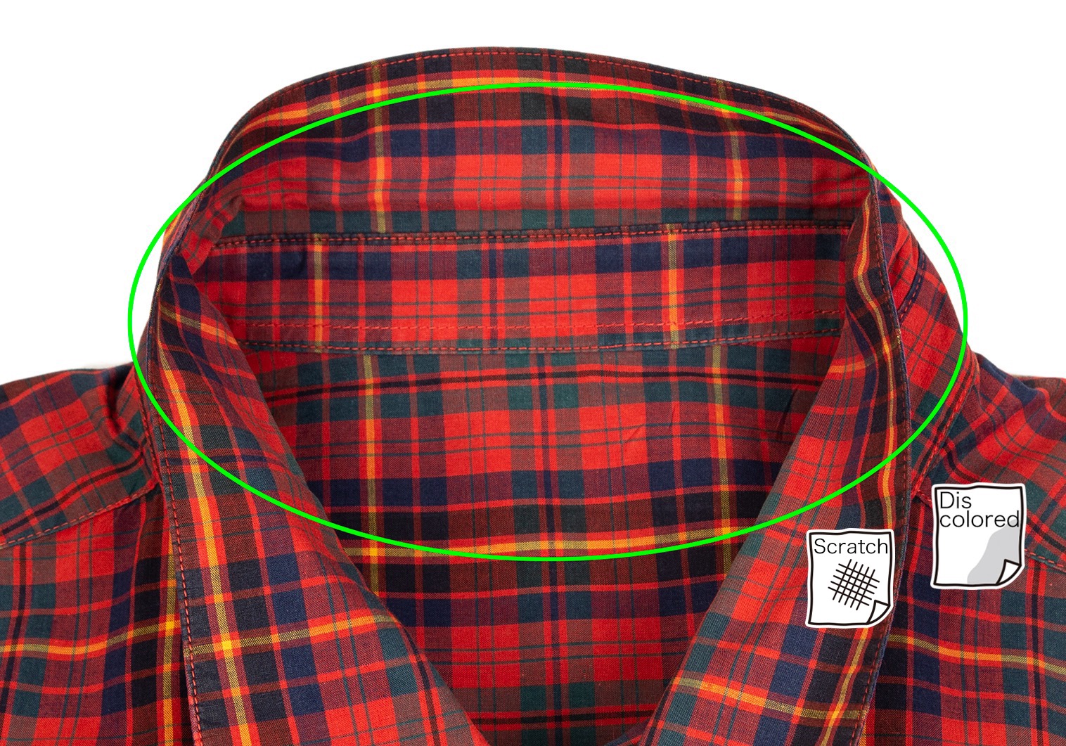 パパスPapas コットンフラップポケットチェック半袖シャツ 赤緑L