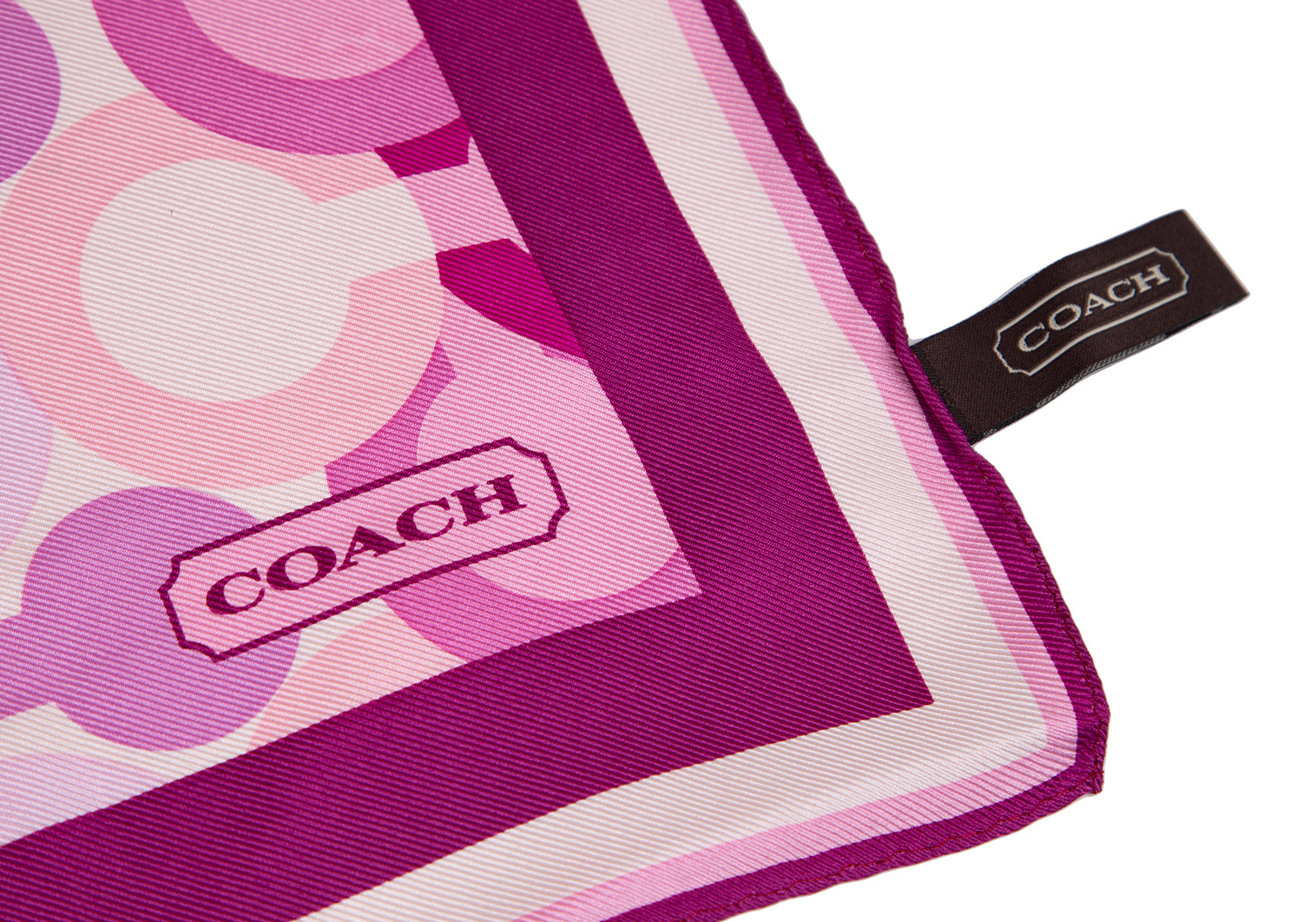 コーチCOACH オプアートシルクスカーフ ピンク紫