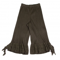  PLEATS PLEASE Hem Lace Layered Cropped Pants (Trousers) Brown 2