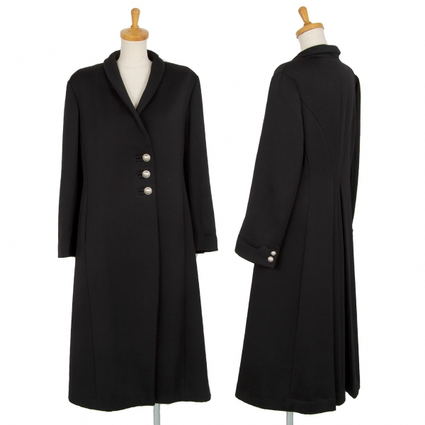 KENZO Metal Button Wool Shawl Coat Black 38 | PLAYFUL