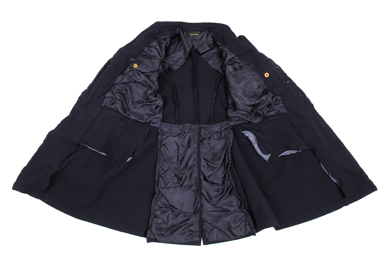 【美品】コムデギャルソン　変形　ロングコート　ドッキング　レイヤード　黒　ウール着丈120cm程度