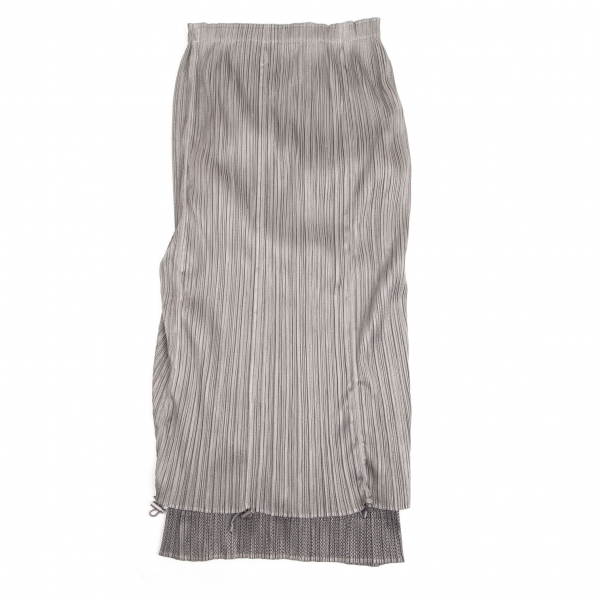 PLEATS PLEASE Mesh Layer Shirring Code Skirt Grey 3 | PLAYFUL