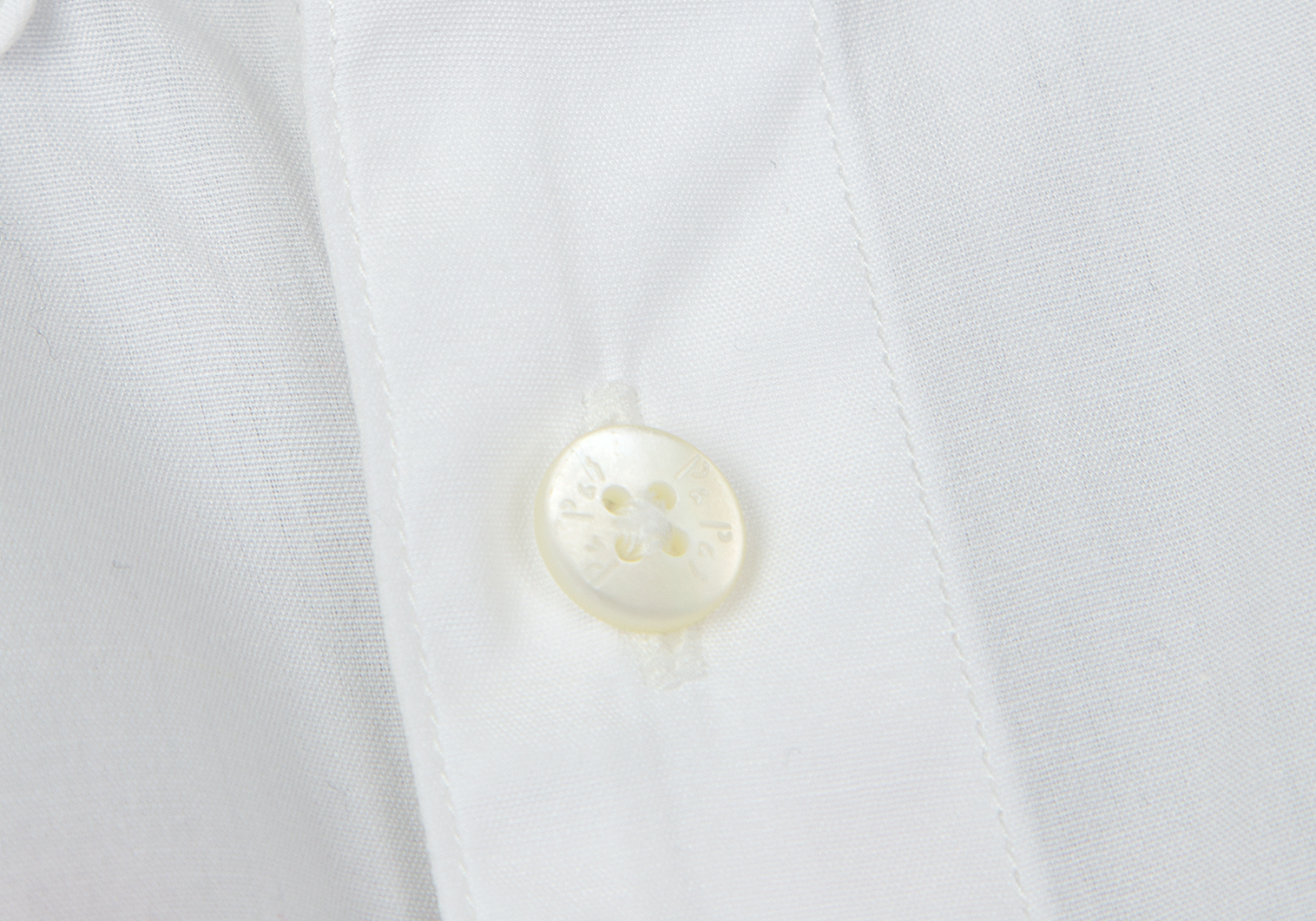 パパスPapas コットンリネンロゴビーチ刺繍ボタンダウンシャツ 白48M