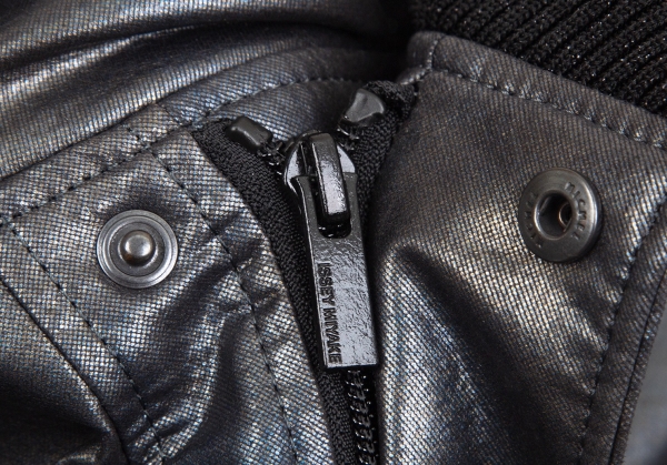 ISSEY MIYAKE Faux Leather Rib Switching Coat Gunmetal gray 1 | PLAYFUL