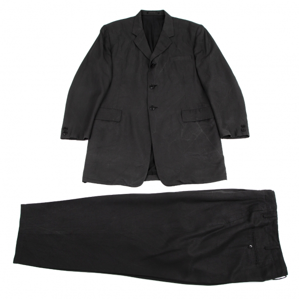 Yohji Yamamoto POUR HOMME Silk Wrinkled Jacket & Pants Grey M・L