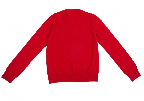 PLAY COMME des GARCONS Heart Wappen V-neck Knit Sweater Red S