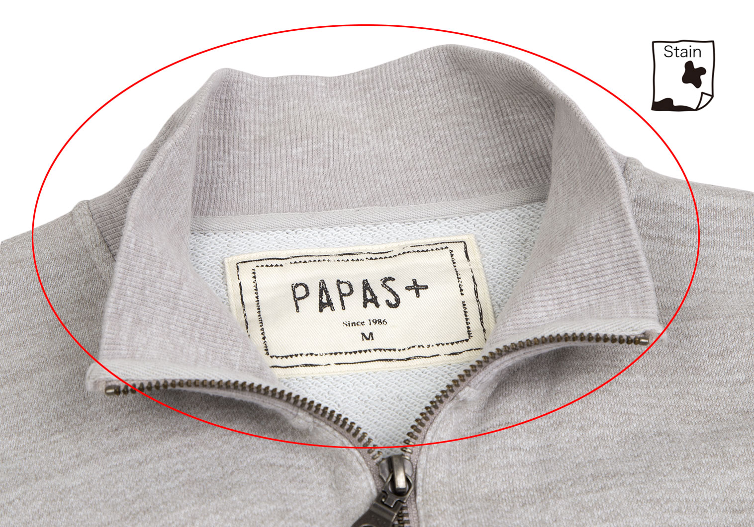 パパスプラスPapas+ コットンポリロゴ刺繍ジップアップスウェット ...