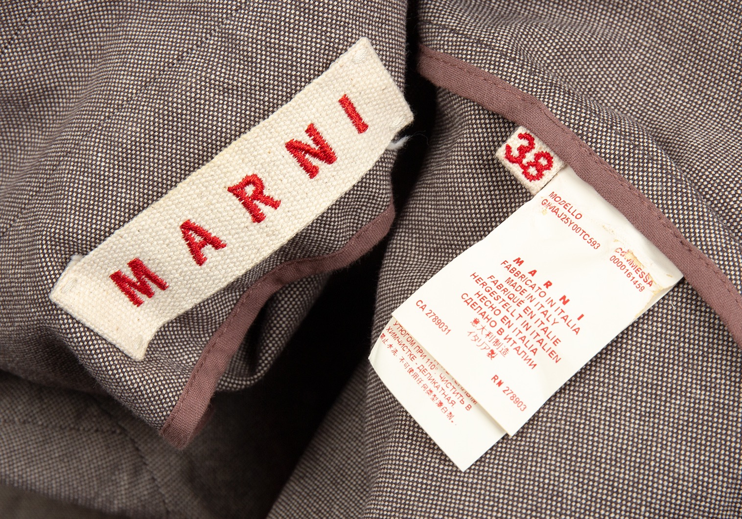 美品　マルニ　MARNI　ジップニットカーディガン　長袖　セーター　トップスカラーキャメルベージュ×レッド