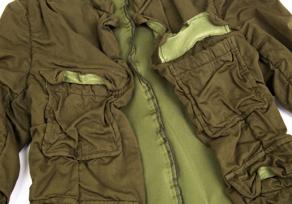 COMME des GARCONS Dyed Shirring Buttonless Jacket Khaki-green S