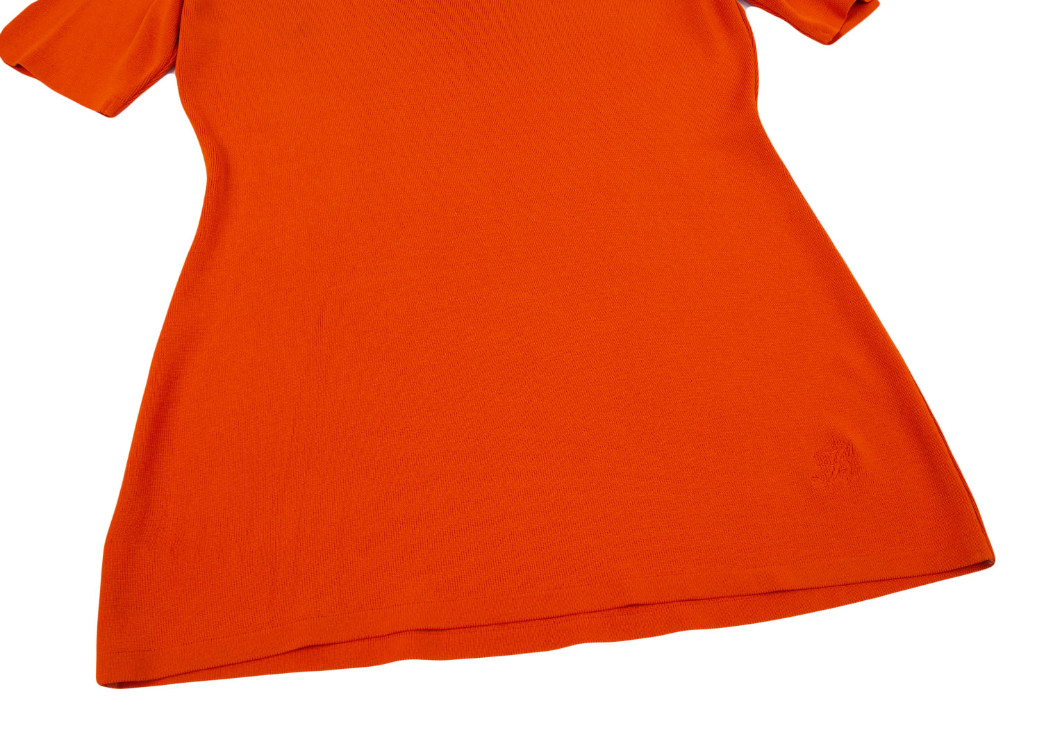 フォクシーFOXEY 裾刺繍ニットTシャツ オレンジ40