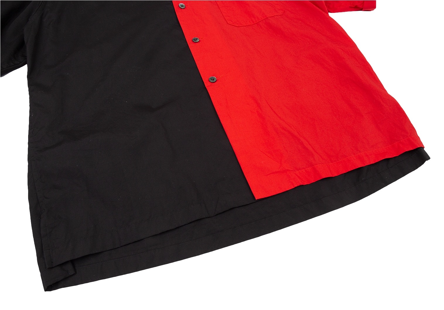 サイトs'yte バイカラー切替デザイン半袖シャツ 黒赤3