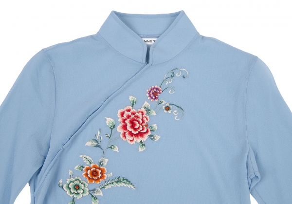 VIVIENNETAM Flower Embroidery Mesh Top Sky blue 0 | PLAYFUL