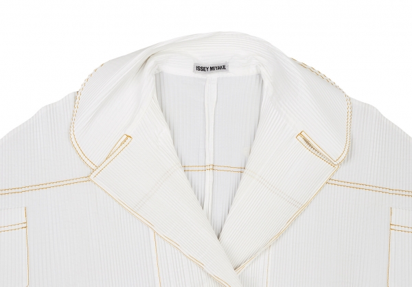 ISSEY MIYAKE Pleats Stitch Double Jacket White M | PLAYFUL