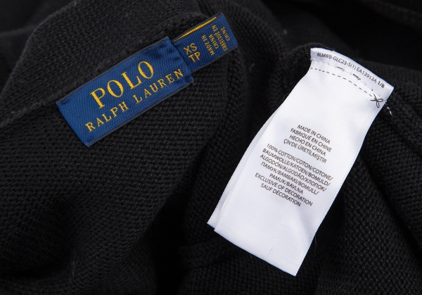 POLO RALPH LAUREN Patch Cotton Knit Cardigan Black XS | PLAYFUL