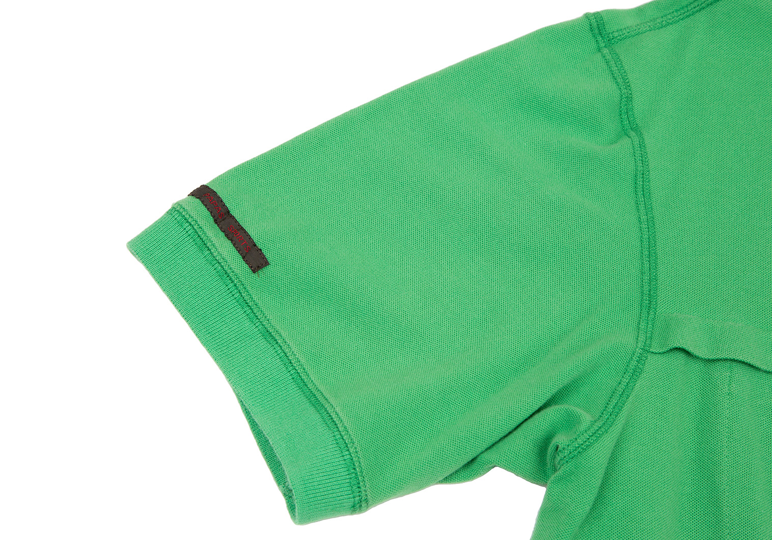 パパスPapas コットンストレッチフロント切替鹿の子半袖シャツ 緑50L