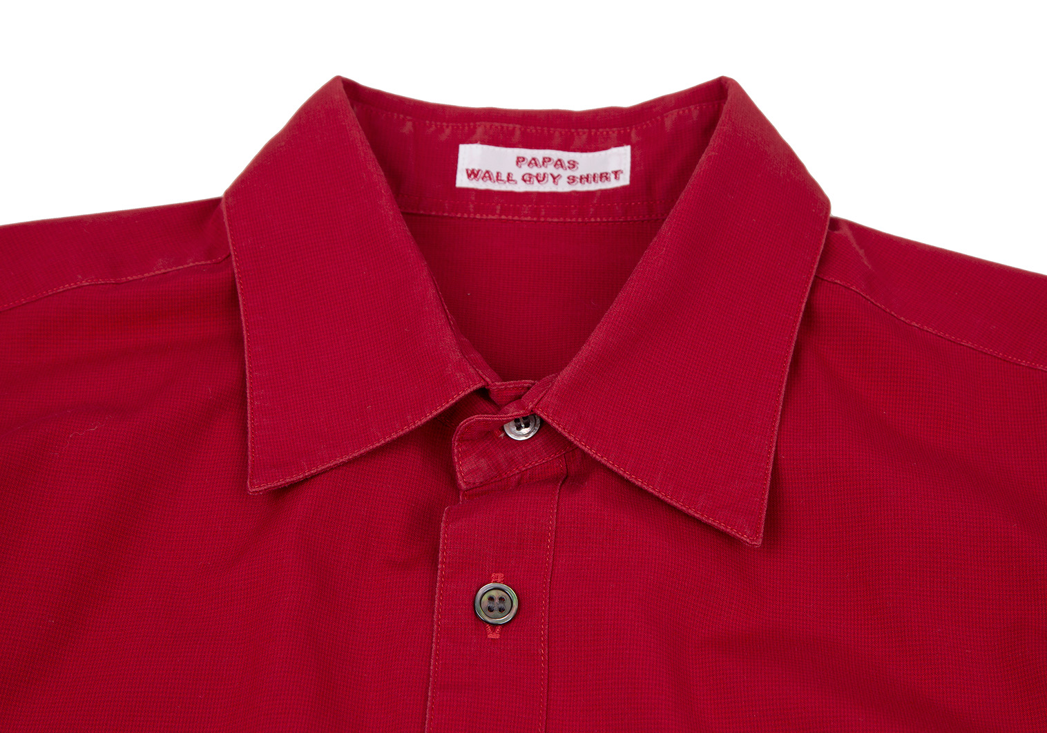 パパスPapas コットンカラー長袖シャツ 赤L