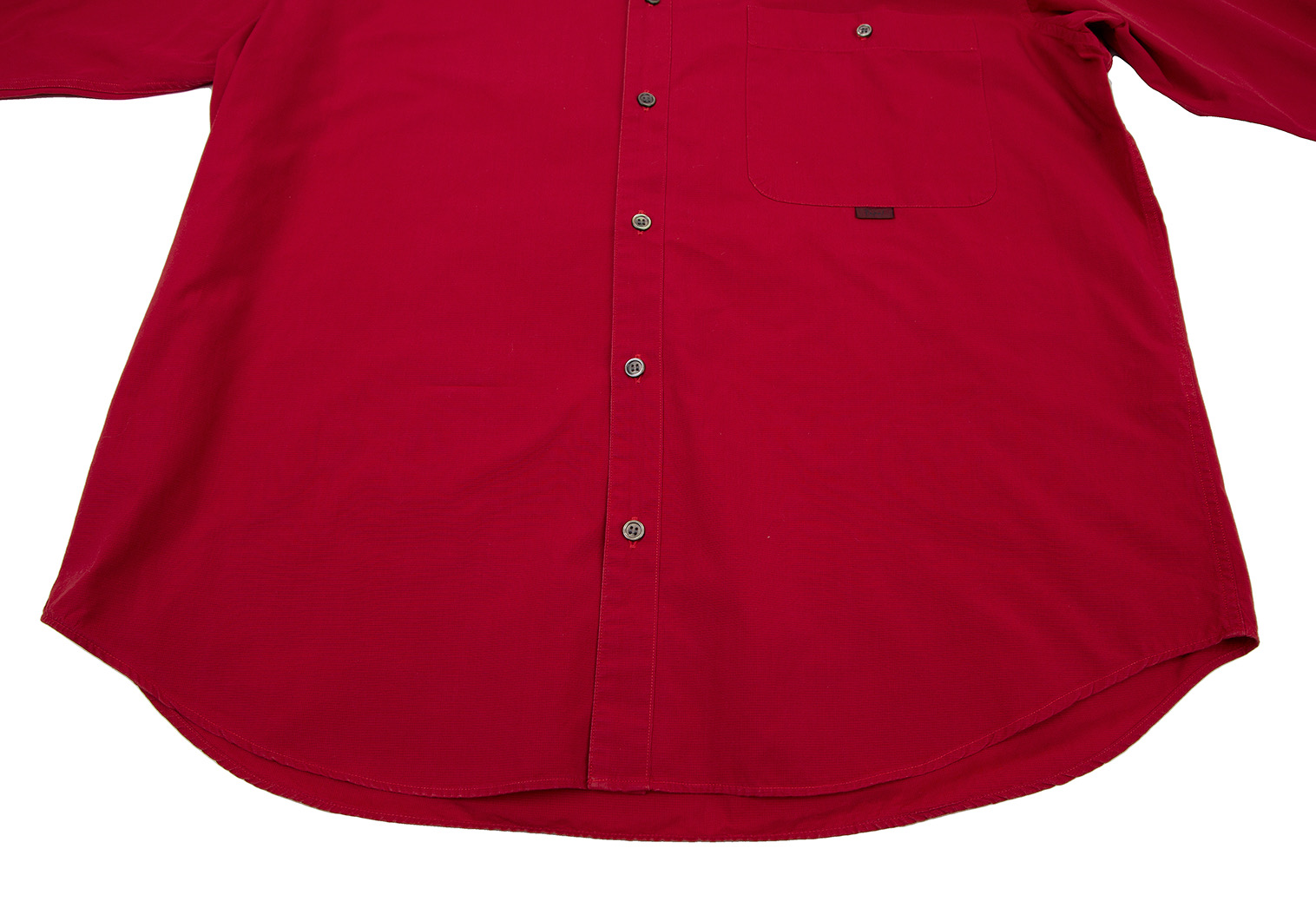 パパスPapas コットンカラー長袖シャツ 赤L