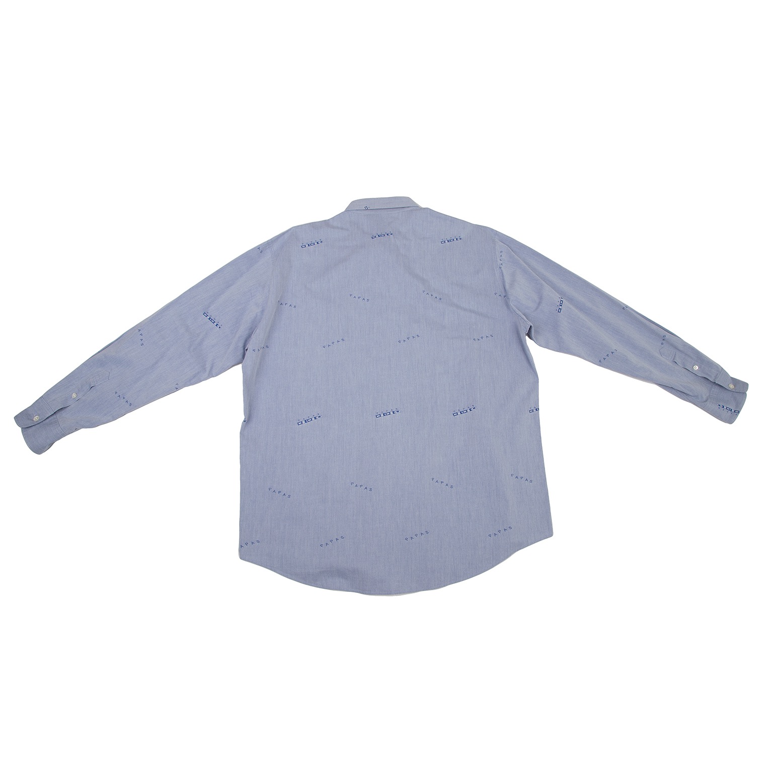 パパスPapas ロゴ織りダンガリーボタンダウンシャツ 水色50L