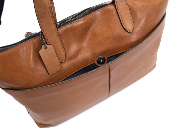 COACH Leather 2way Business Bag Camel | PLAYFUL