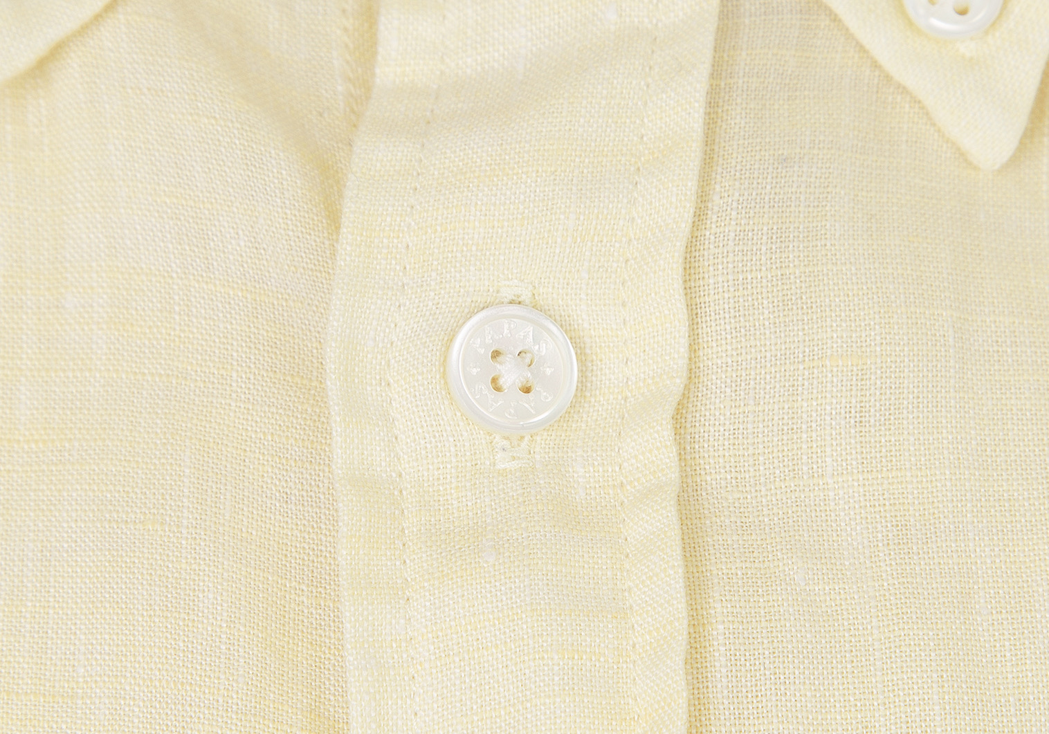 パパスプラスPapas+ リネンボタンダウンシャツ 黄M