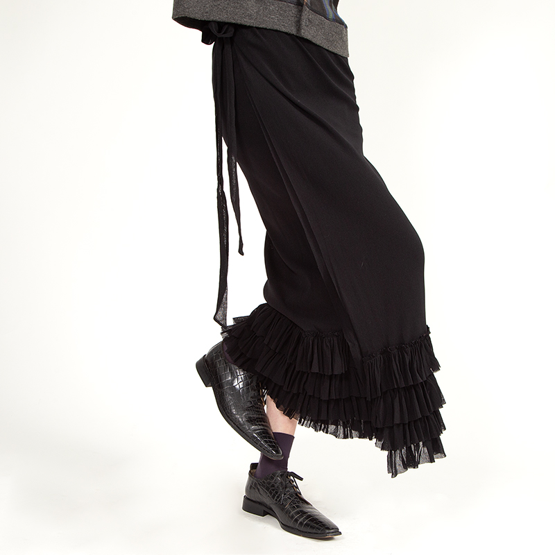 ソレイユコレクション   ブラック　ロングスカート　毛100%スカート