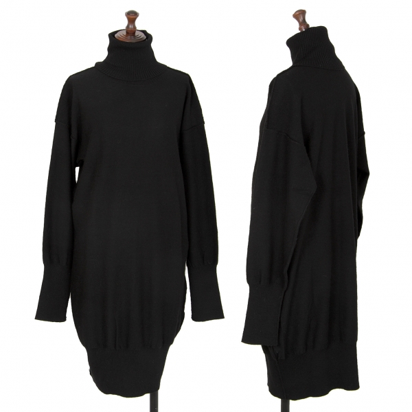 FRAPBOIS Inside out Wool Knit Dress Black 1 | PLAYFUL
