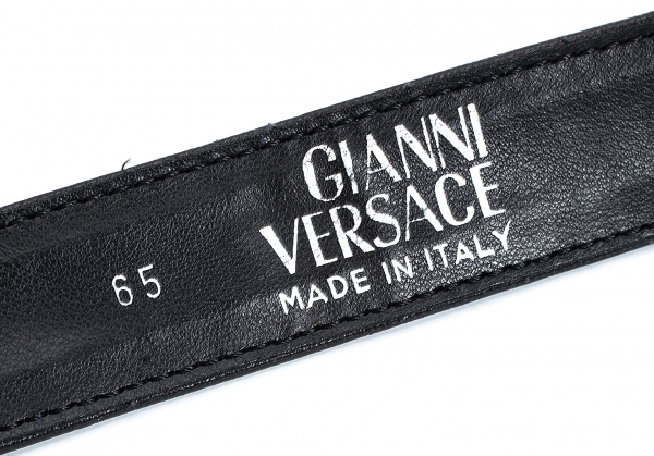 VERSACE Medusa buckle leather belt with chain Black,Silver