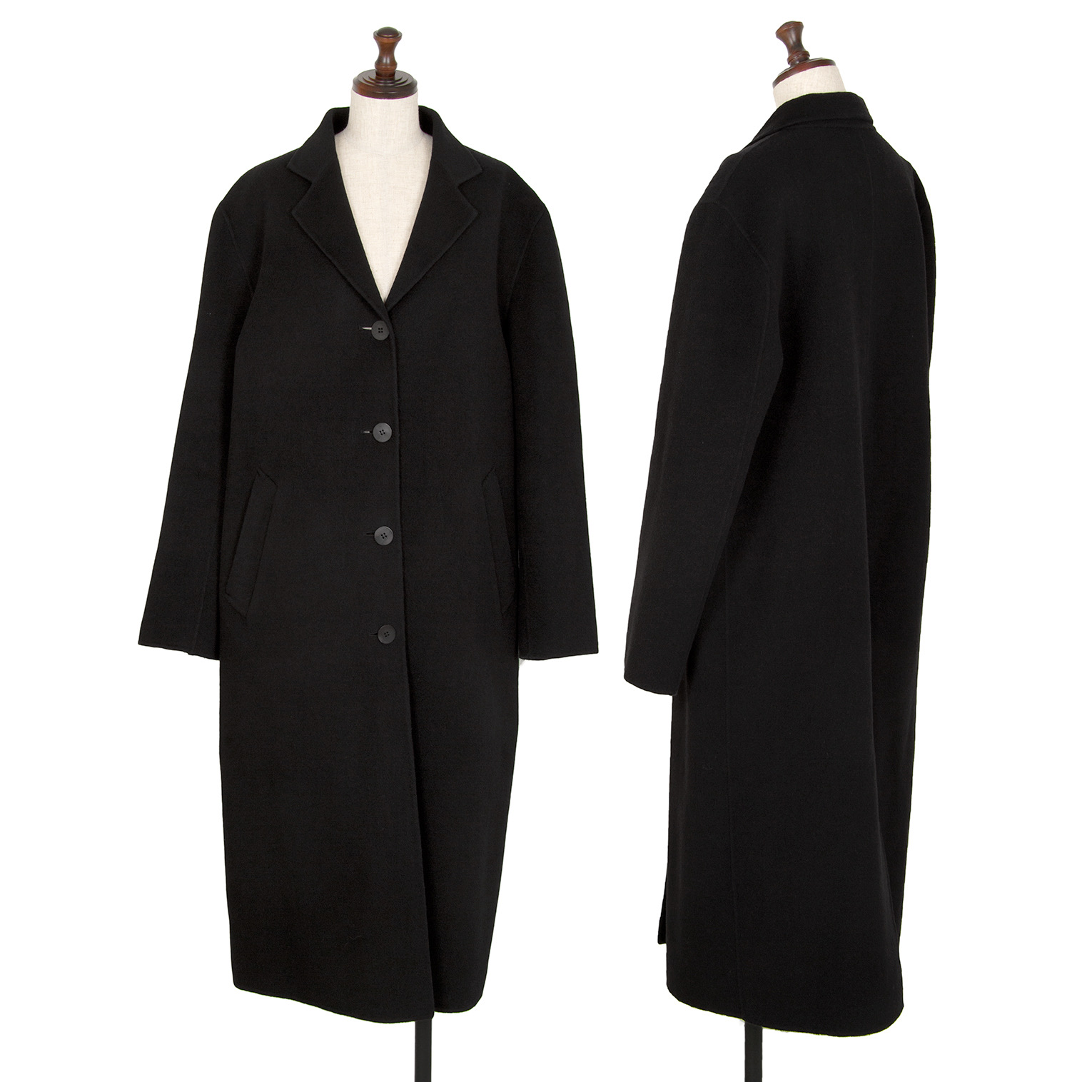 人気完売品 DKNY ロングコート 上質素材 羊毛 アンゴラ 4 黒ブラック 