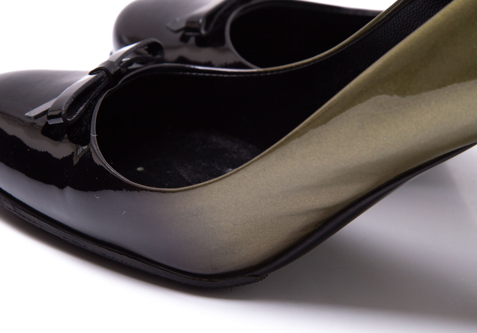 カラーブラックプラダ PRADA パンプス リボン ロゴ エナメルレザー ヒール シューズ 靴 レディース 36 1/2(23.5cm相当) ブラック