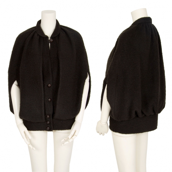 RITSUKO SHIRAHAMA Mohair Blended Poncho Jacket (Jumper) Black 1