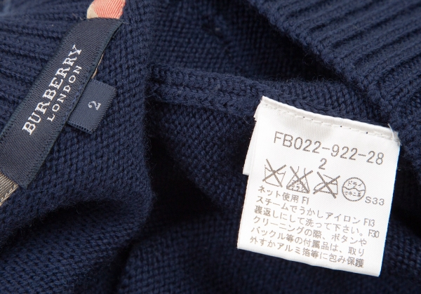 BURBERRY LONDON V-neck Pocket Design Knit Sweater (Jumper) Navy 2 