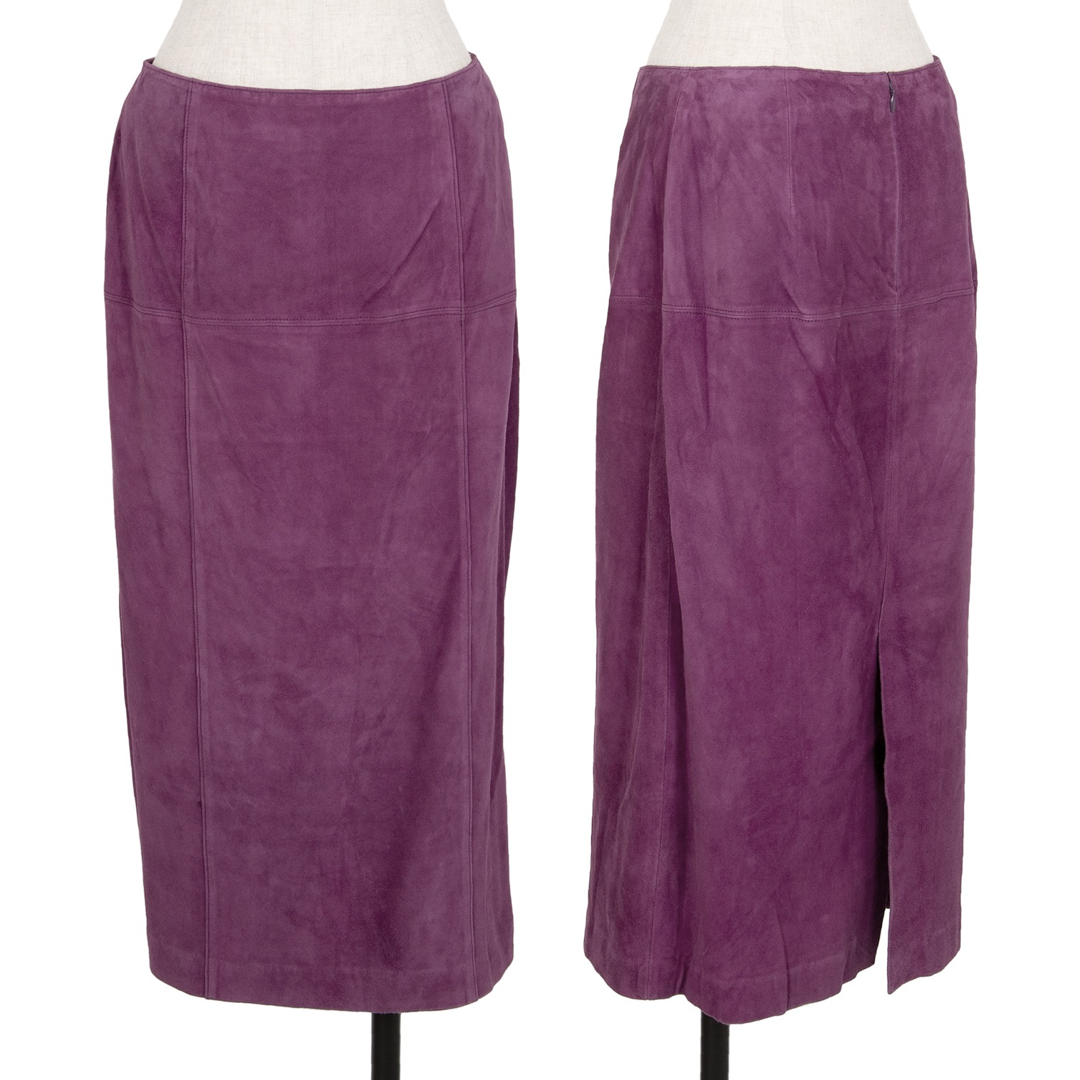 Kオブクリツィア K OF KRIZIA シープスウェードパネル切替スカート 紫42